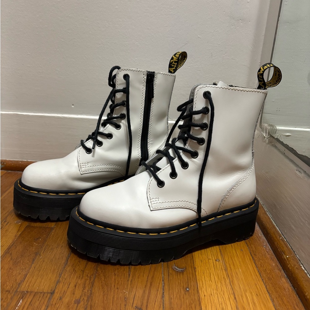 Dr. Martens White Leather Combat Boots